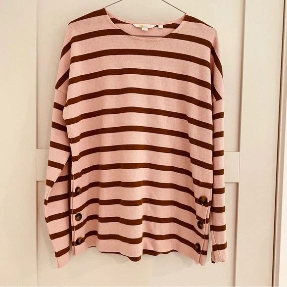 Boden top size 12 pink and brown stripes - Picture 1 of 7